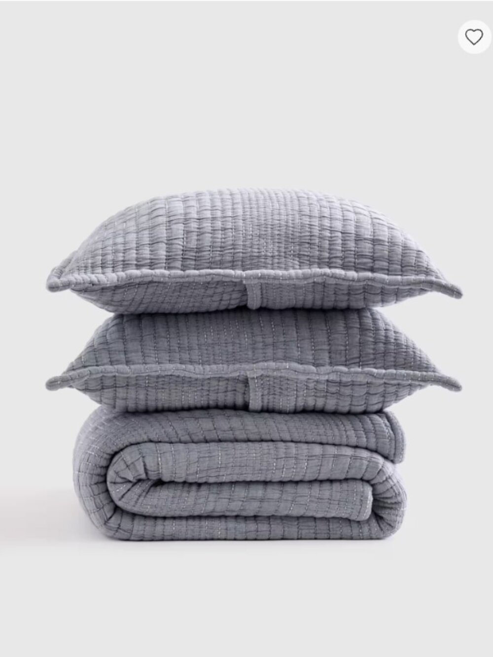 NWT Quince Organic Cotton Channel Stitch Coverlet Set – Blue??? – King/Cal King
